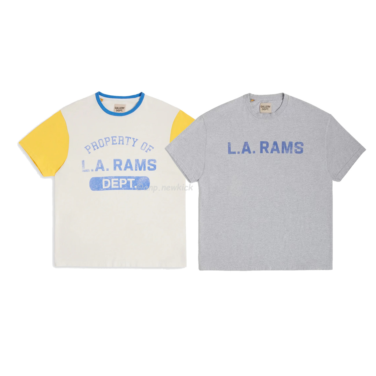 Gallery Dept X La Rams Color Block Tee Rams Co Branded Old Print Contrast Short Sleeve T Shirt (1) - newkick.vip